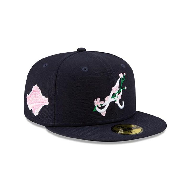 MLB Atlanta Braves Side Patch Bloom 59Fifty Fitted (BQX3380) - Blue New Era Caps